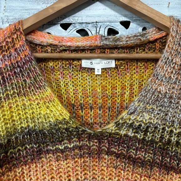Lou & Grey + Loft Spiced Multicolor Striped V Neck Knit Sweater - Picture 7 of 8